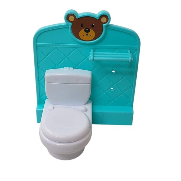 Elf Lab Other - Pretty Dollhouse Luxury Villa Bathroom Toilet Set Aqua Wall Panel Bear Theme